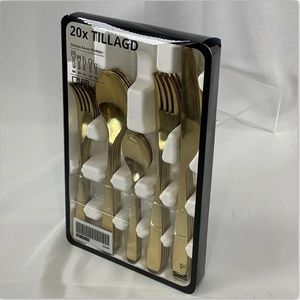 IKEA TILLAGD 20-Piece Flatware Set Brass 004.744.52